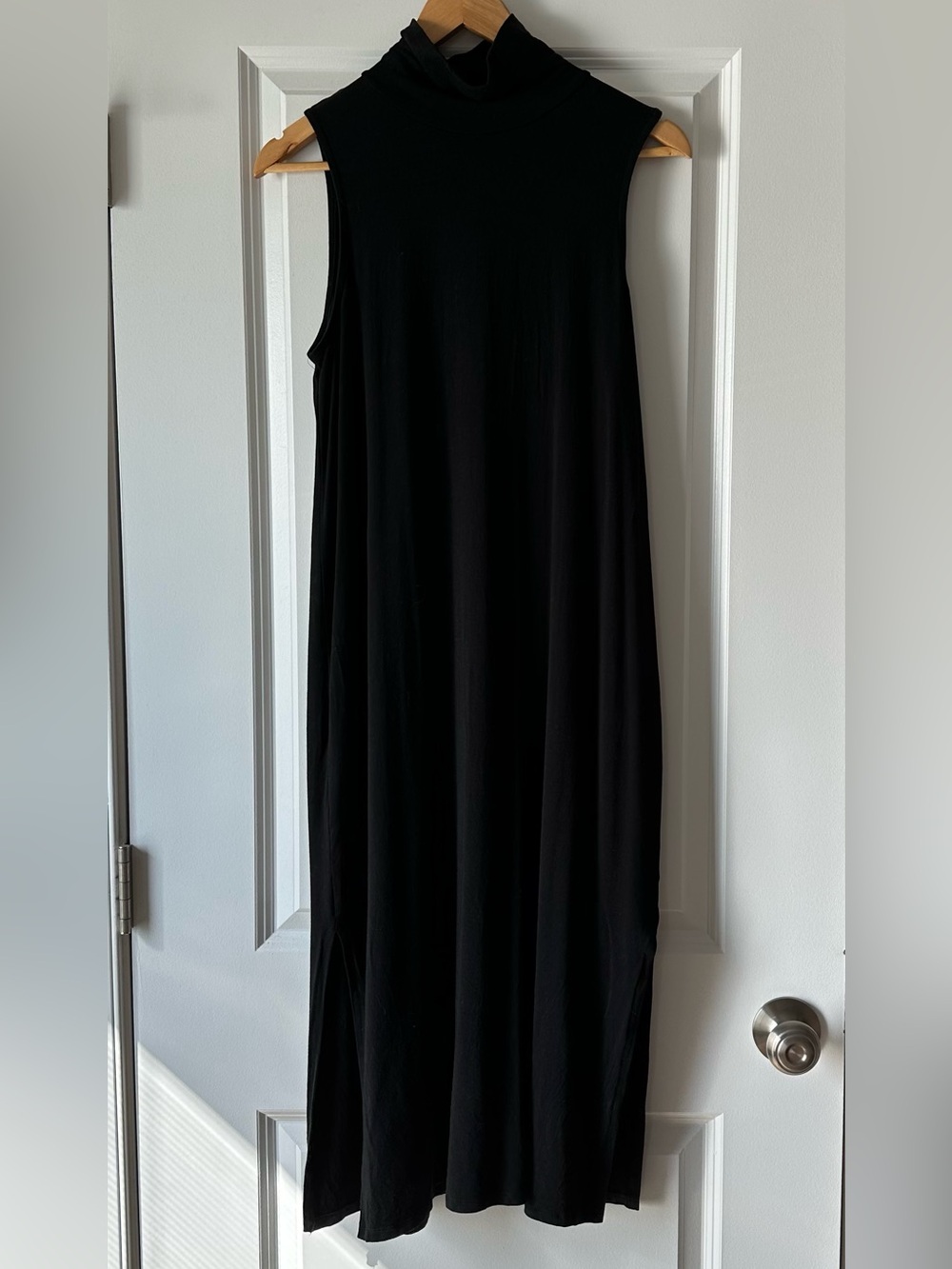 Sleeveless Black Turtleneck Maxi Dress - Classic Minimalist.